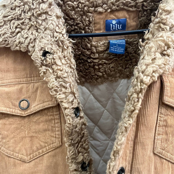 Vintage Y2K Tan Corduroy Fur Trim Button Up Jacket - Picture 6 of 6